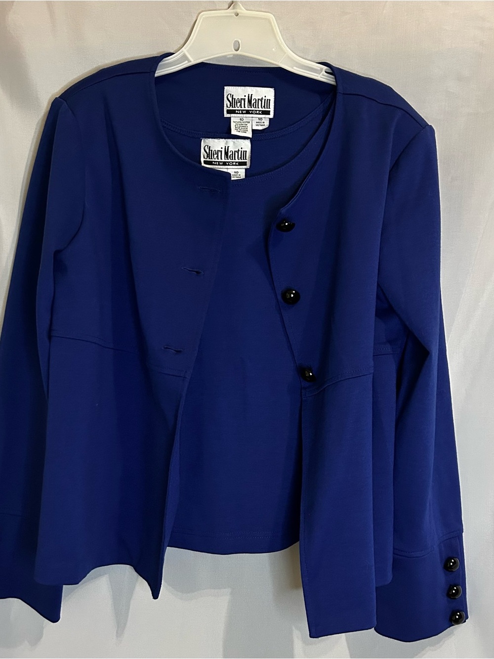 Sheri Martin 2 pc Cobalt Blue Button-Front Blazer with Black Buttons & tank